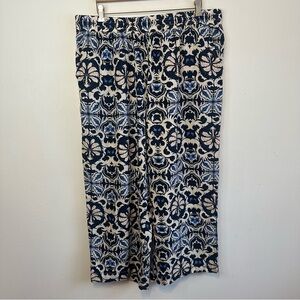 Rachel Zoe Plus Size Women’s 2X Blue Chic Linen Wide Leg Pant Boho Medallion